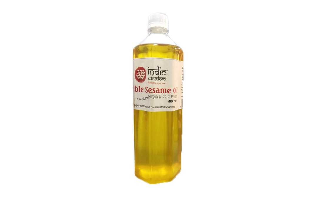 Indic Wisdom Edible Sesame Oil Virgin & Cold Pressed Oil   Plastic Bottle  1 litre